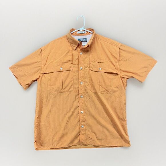 Orvis Trout Bum Vented Fishing Shirt Mens Large Orange Short Sleeve Button-Up - Picture 1 of 7